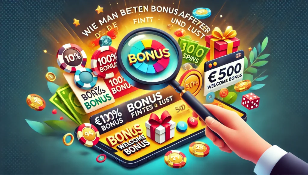 DALLE 20250327 140827 A colorful and engaging 169 banner image for a blog post titled Wie man die besten Bonusangebote findet und nutzt How to find and use the best bon CasinoWikiReview