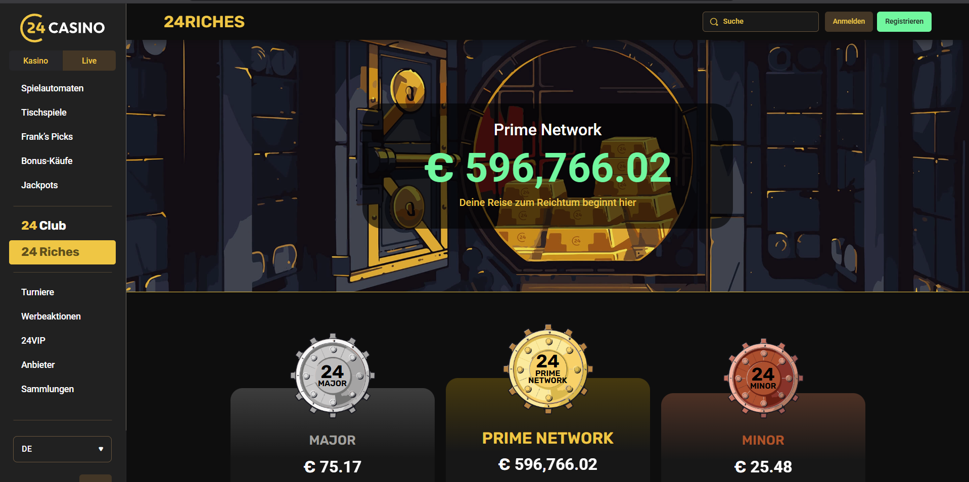 24Casino 24Riches Jackpots