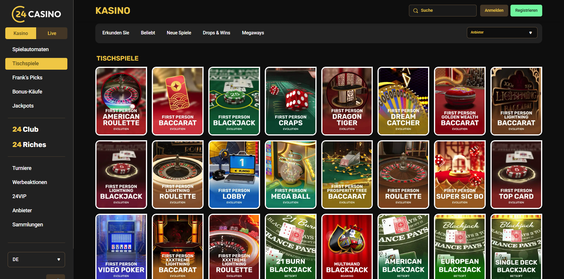 24Casino Tischspiele
