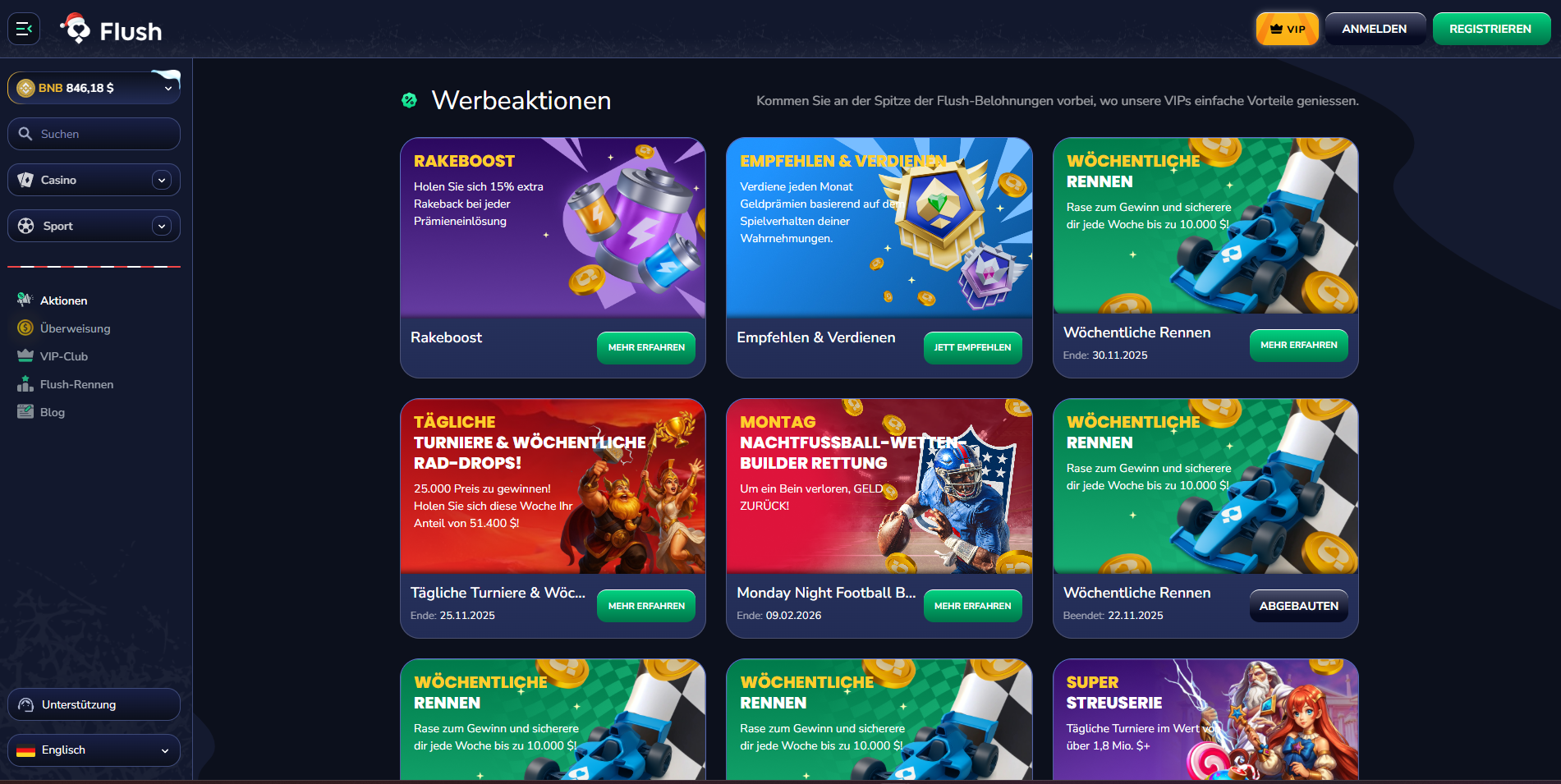 Flush Casino Werbeaktionen