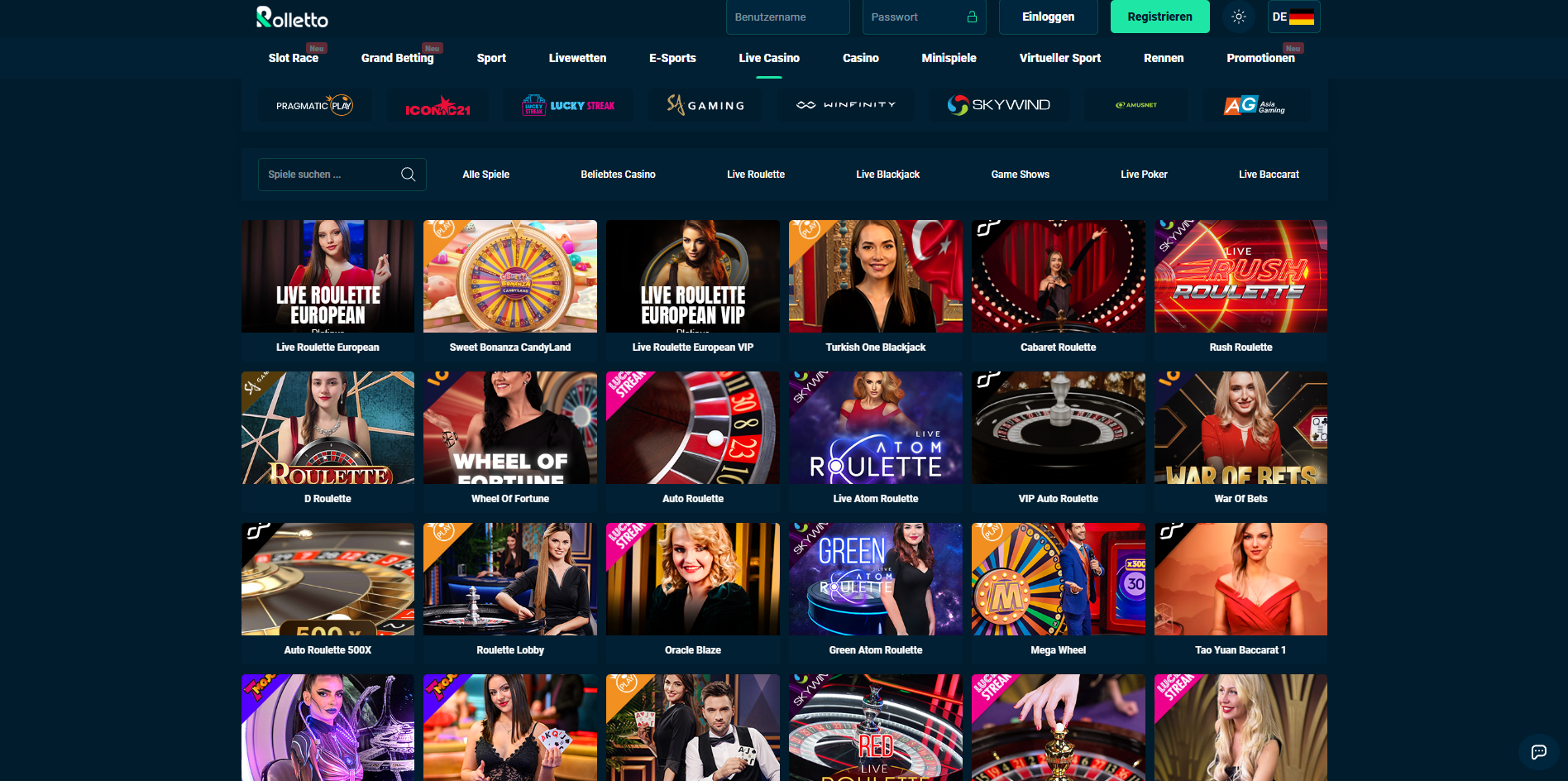 Rolletto Live Casino