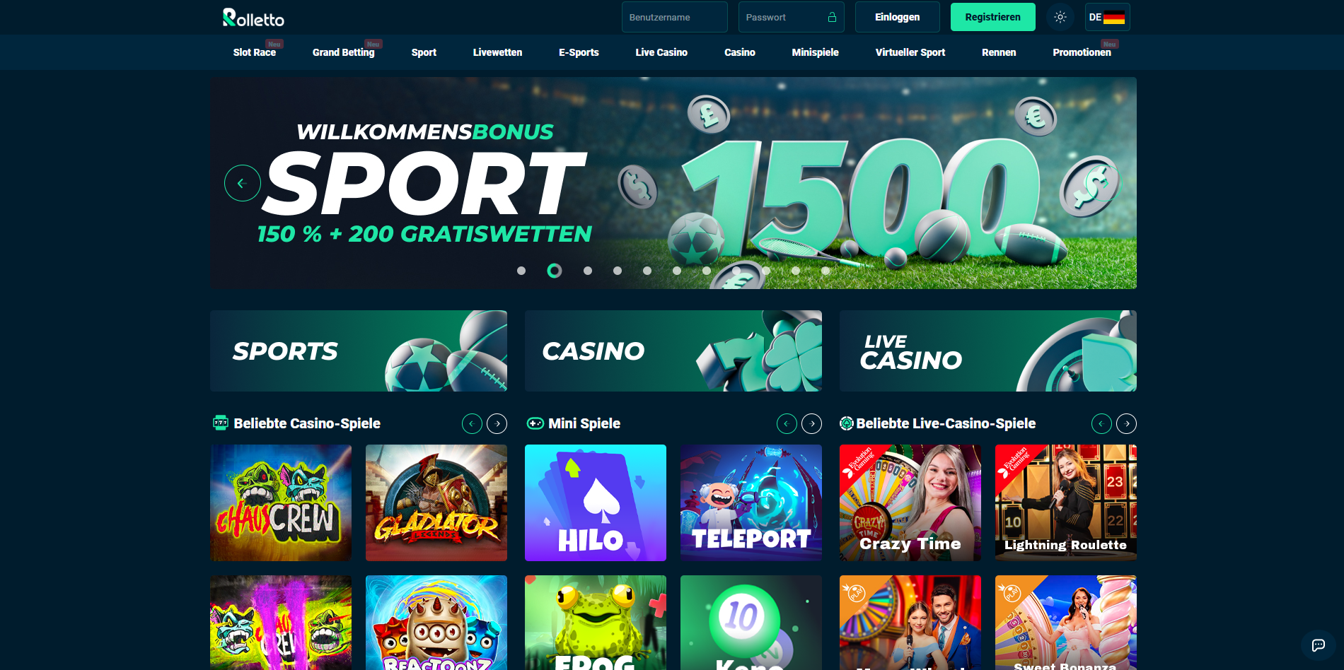 Rolletto Casino Startseite