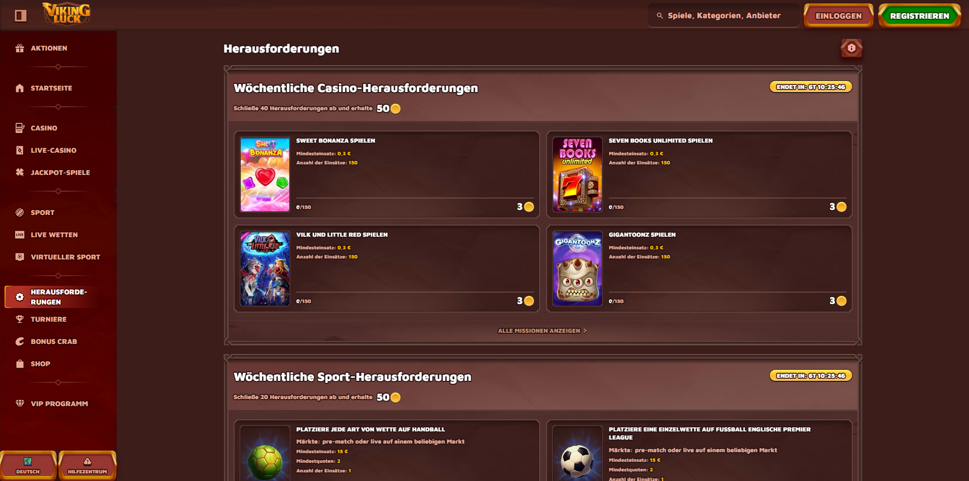 Viking Luck Casino Herausforderungen