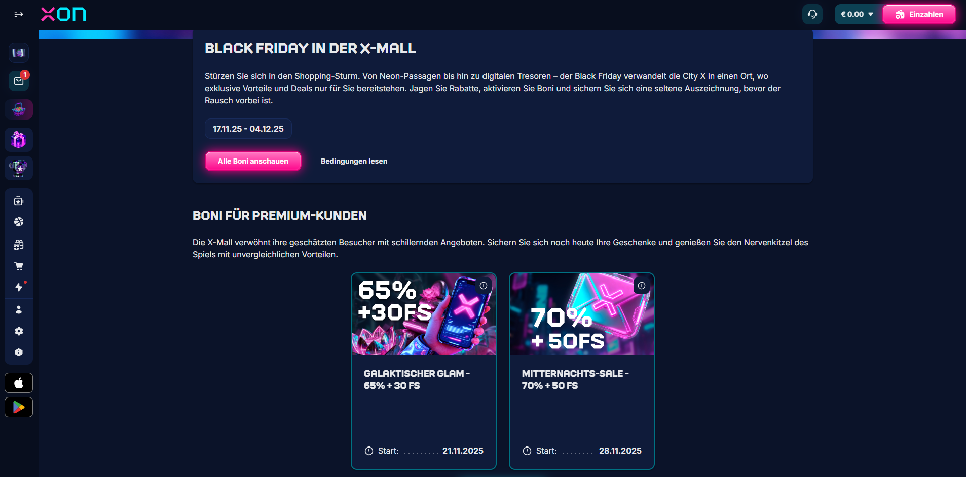 XON Casino Black Friday Aktion